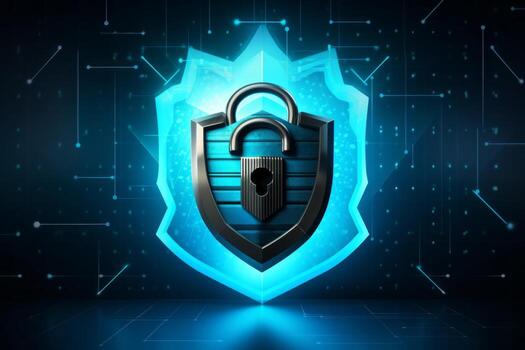 Shield Padlock Digital Security. Generative AI photo