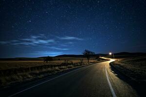 Starry Night Road. Generative AI photo