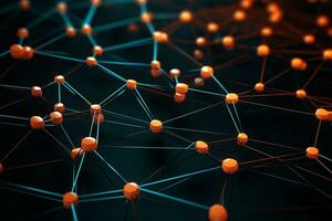 Abstract 3D Interconnected Node System. Generative AI photo