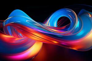 Abstract neon swirls. Generative AI photo