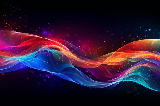 Neon Cosmic Waves. Generative AI photo