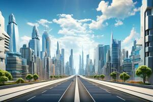 Urban Skyscraper Road. Generative AI photo