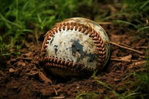 Baseball covered in dirt. Generative AI photo