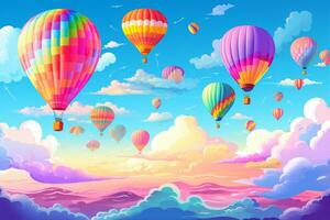 Colorful Hot Air Balloons. Generative AI photo