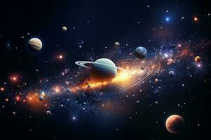 Celestial 3D Cosmic Phenomena. Generative AI photo