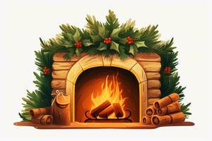 Cozy Fireplace Clip Art. Generative AI photo