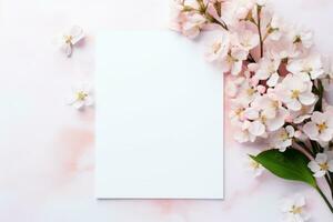 Floral Card with Blank Space. Generative AI photo