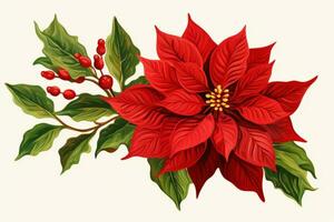 Festive poinsettia clip art. Generative AI photo