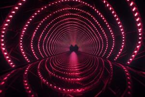 Hypnotic 3D Neon Tunnel. Generative AI photo