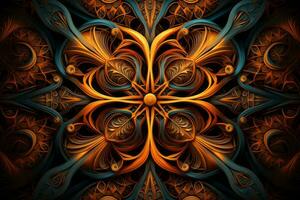 Mesmerizing 3D Symmetrical Kaleidoscope. Generative AI photo