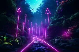 Neon Arrows toward Adventure. Generative AI photo