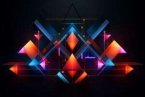 Striking Neon Geometric Shapes. Generative AI photo