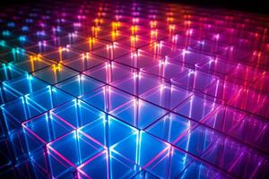 Neon Grid with Mesmerizing Glow. Generative AI photo