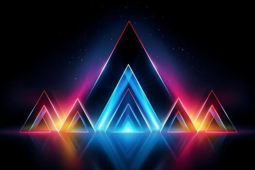 Dynamic Neon Triangles. Generative AI photo
