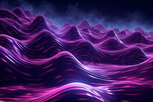Dynamic Neon Waves. Generative AI photo