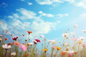 Meadow with Wildflowers. Generative AI photo