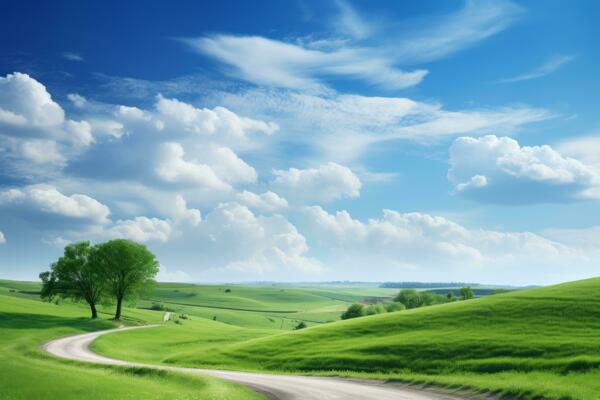 Rolling Countryside Road. Generative AI