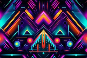 Retro Futuristic Vivid Neon Pattern. Generative AI photo