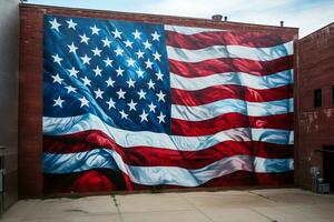 patriota día monumento con bandera mural. generativo ai foto