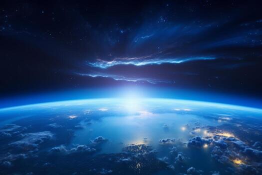 A breathtaking shot of the Earth from space. Generative AI photo