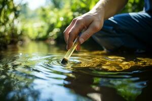 Dissolved Oxygen Test in River. Generative AI photo