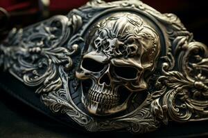 Pirate's Distinctive Belt Buckle. Generative AI photo