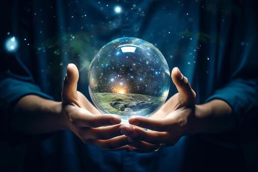 Crystal Ball of Visionary Ideas. Generative AI photo