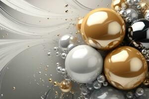 Close up of a bunch of balls on a surface. Generative AI photo