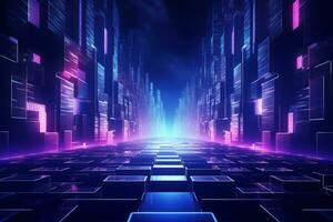 Futuristic city filled with lots of tall buildings. Generative AI photo