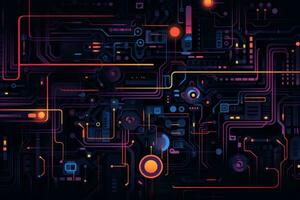 Abstract cyberpunk pattern with a futuristic and high tech appeal. Generative AI photo