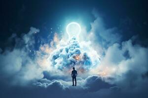 Silhouette Emerging from Ideas. Generative AI photo