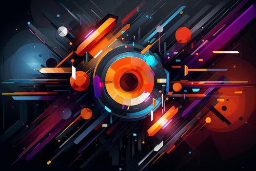 Abstract tech design with vibrant colors. Generative AI photo