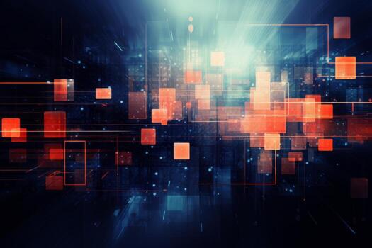 Abstract technology background with geometric shapes. Generative AI photo