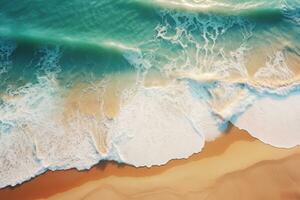 Aerial shot of a serene beach. Generative AI photo