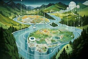 Watersheds and the importance of holistic water quality. Generative AI photo