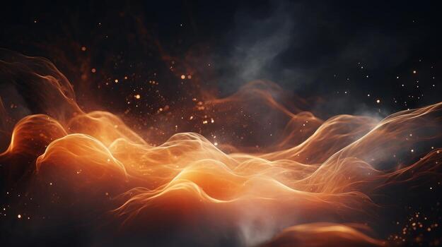 Abstract particles floating and intertwining. Generative AI photo