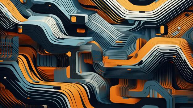 Abstract lines and patterns morphing. Generative AI photo