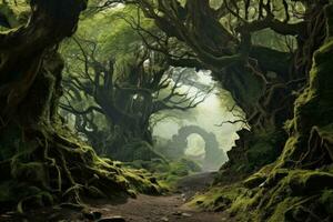 Awe-Inspiring Forest Vista. Generative AI photo