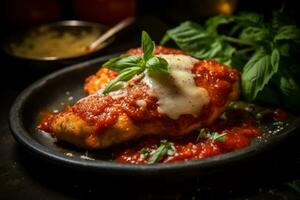 Marinara sauce for chicken parmigiana. Generative AI photo