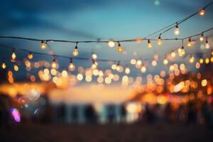 A blurry photo of a string of lights. Generative AI