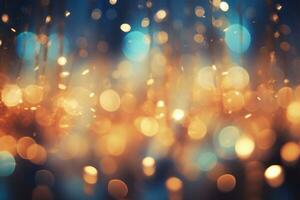 Bokeh lights with sparkling tinsel. Generative AI photo
