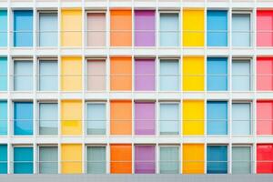 un multicolor edificio con muchos ventanas generativo ai foto