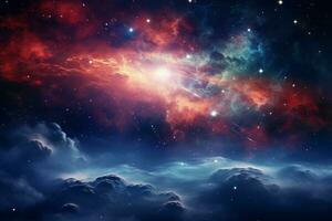 Nebula-Filled Outer Space Wallpaper. Generative AI photo