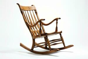 Wooden rocking chair. Generative AI photo