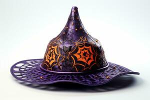 Purple hat with a spider web design on it. Generative AI photo