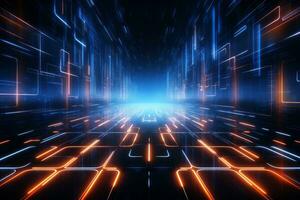 Neon light patterns and futuristic elements. Generative AI photo