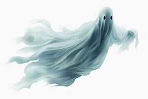 Ghostly apparition floating on a white background. Generative AI photo