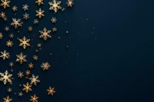 Glittering golden snowflakes. Generative AI photo