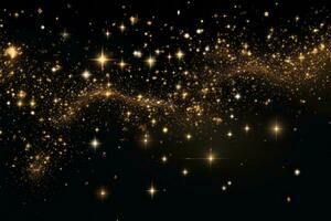 Glittering golden stars against a deep black. Generative AI photo