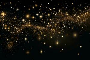 Glittering golden stars against a deep black. Generative AI photo